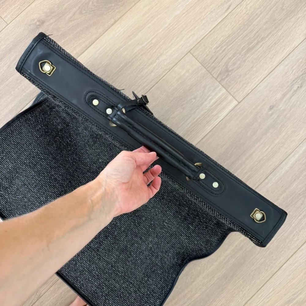 Kluge Grey Tweed Folding Garment Bag Travel Suit Carrier with Brass Hardware